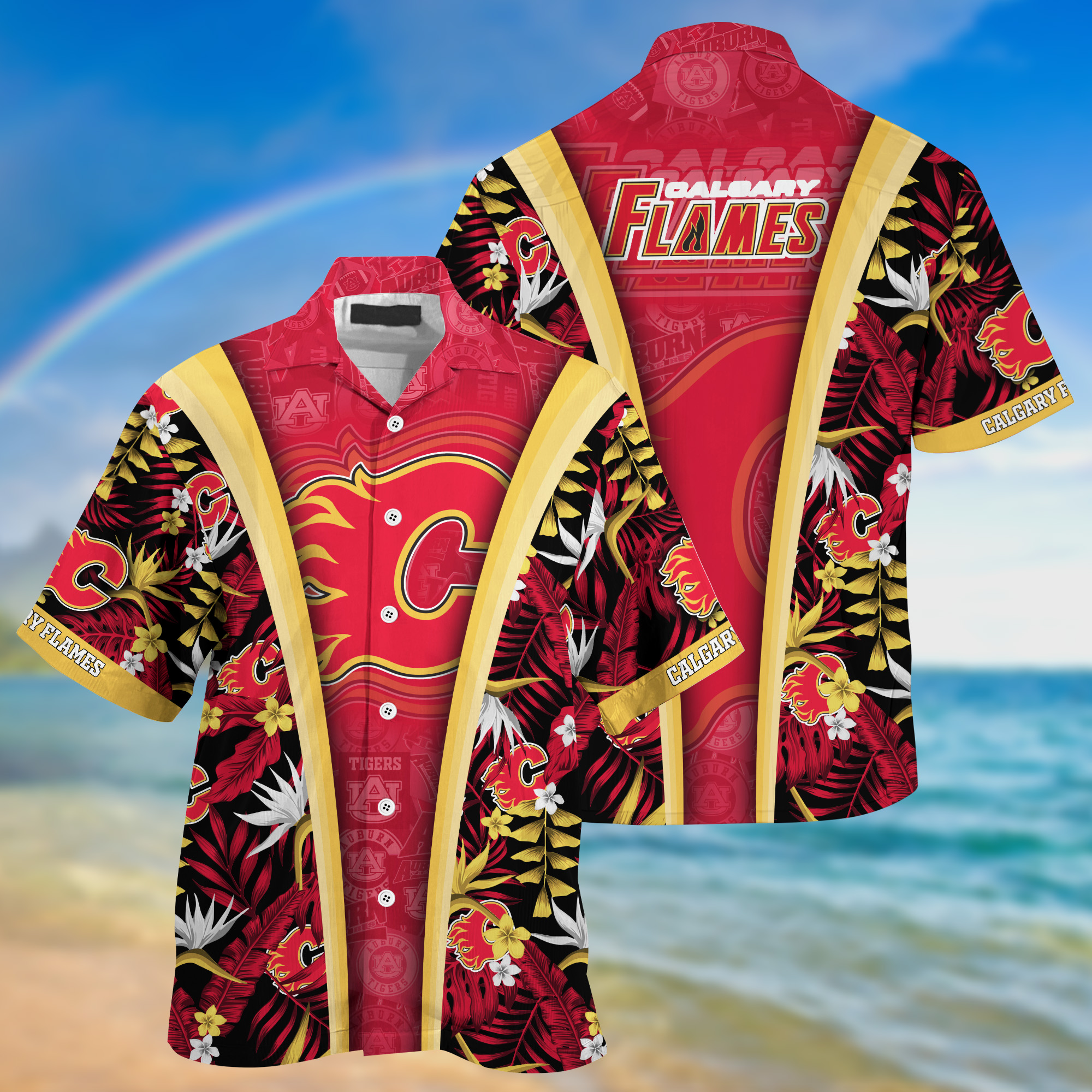 Calgary Flames Summer Hawaii Shirt And Shorts For Sports Fans NA32873