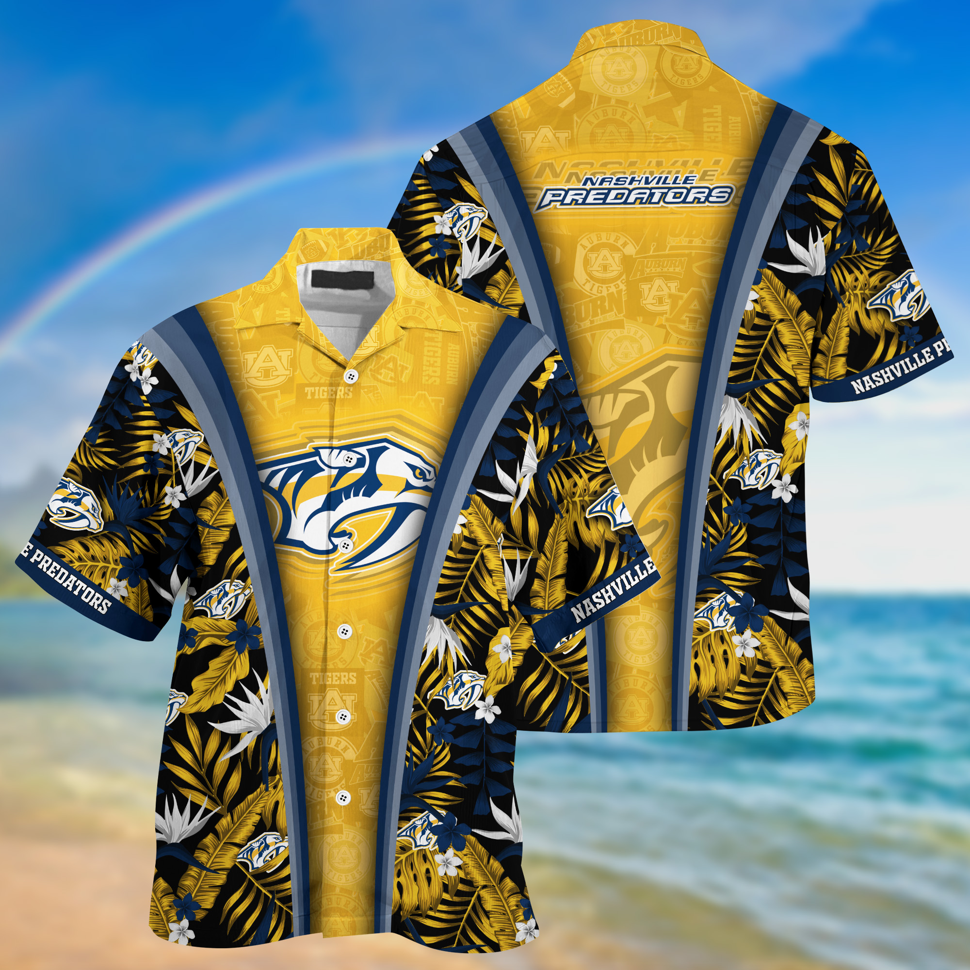 Nashville Predators Summer Hawaii Shirt And Shorts For Sports Fans NA32873