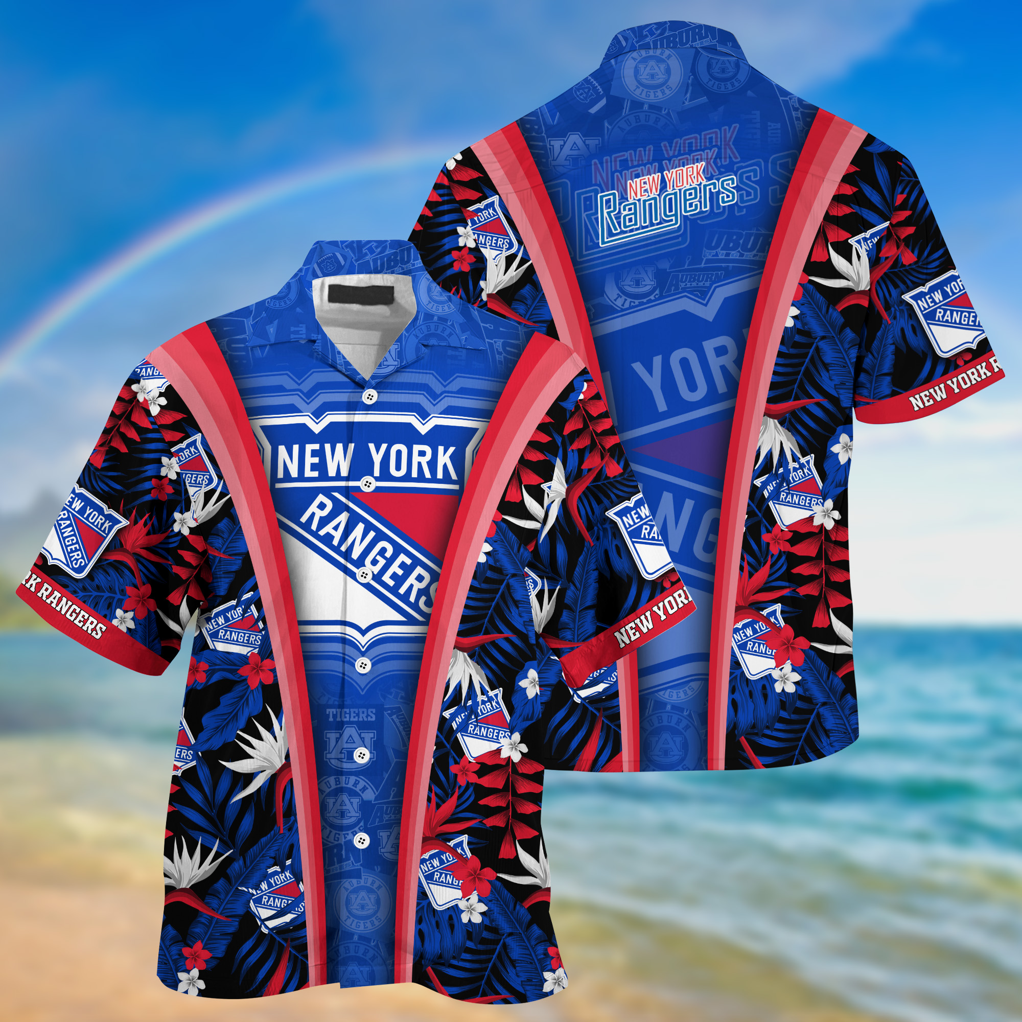 New York Rangers Summer Hawaii Shirt And Shorts For Sports Fans NA32873