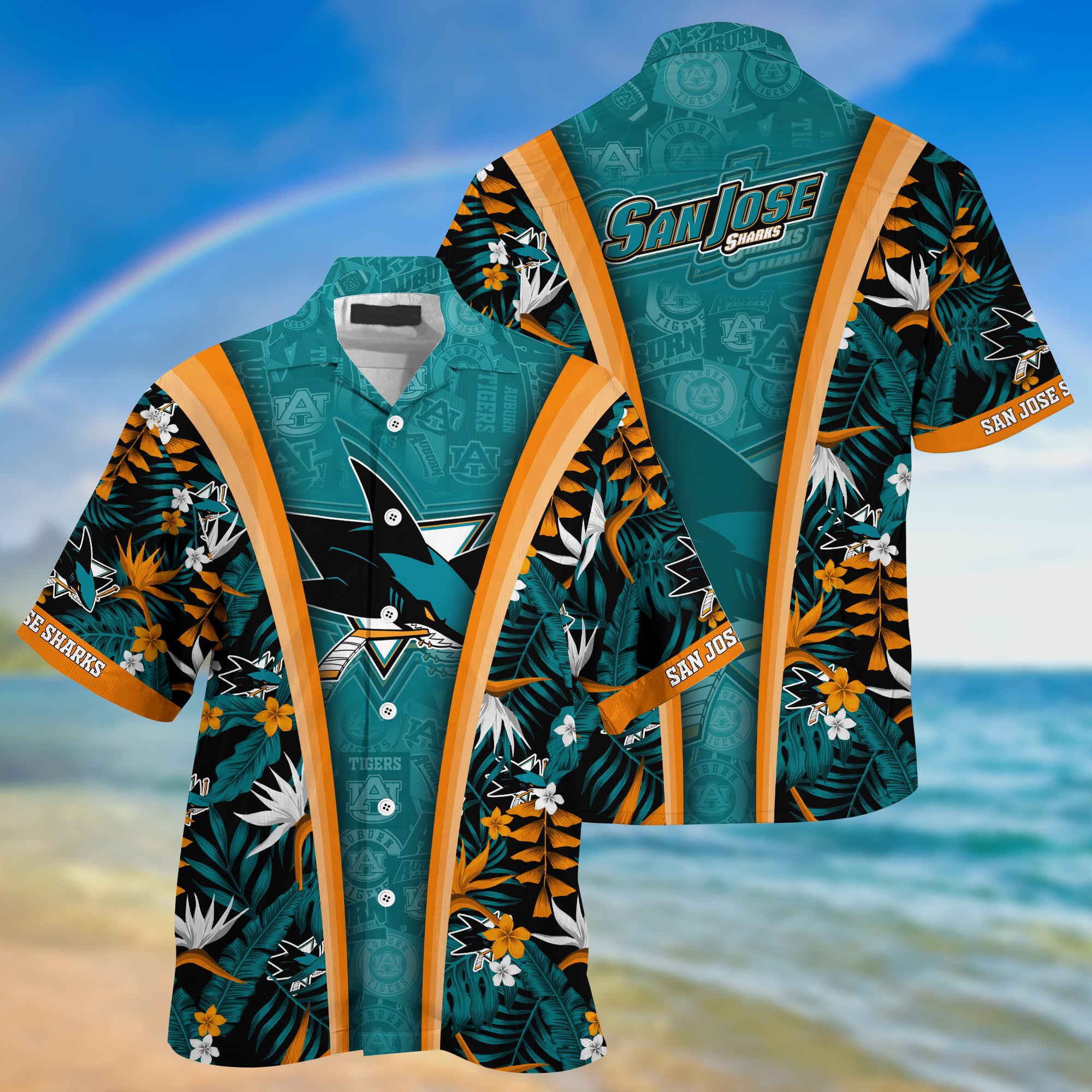 San Jose Sharks Summer Hawaii Shirt And Shorts For Sports Fans NA32873