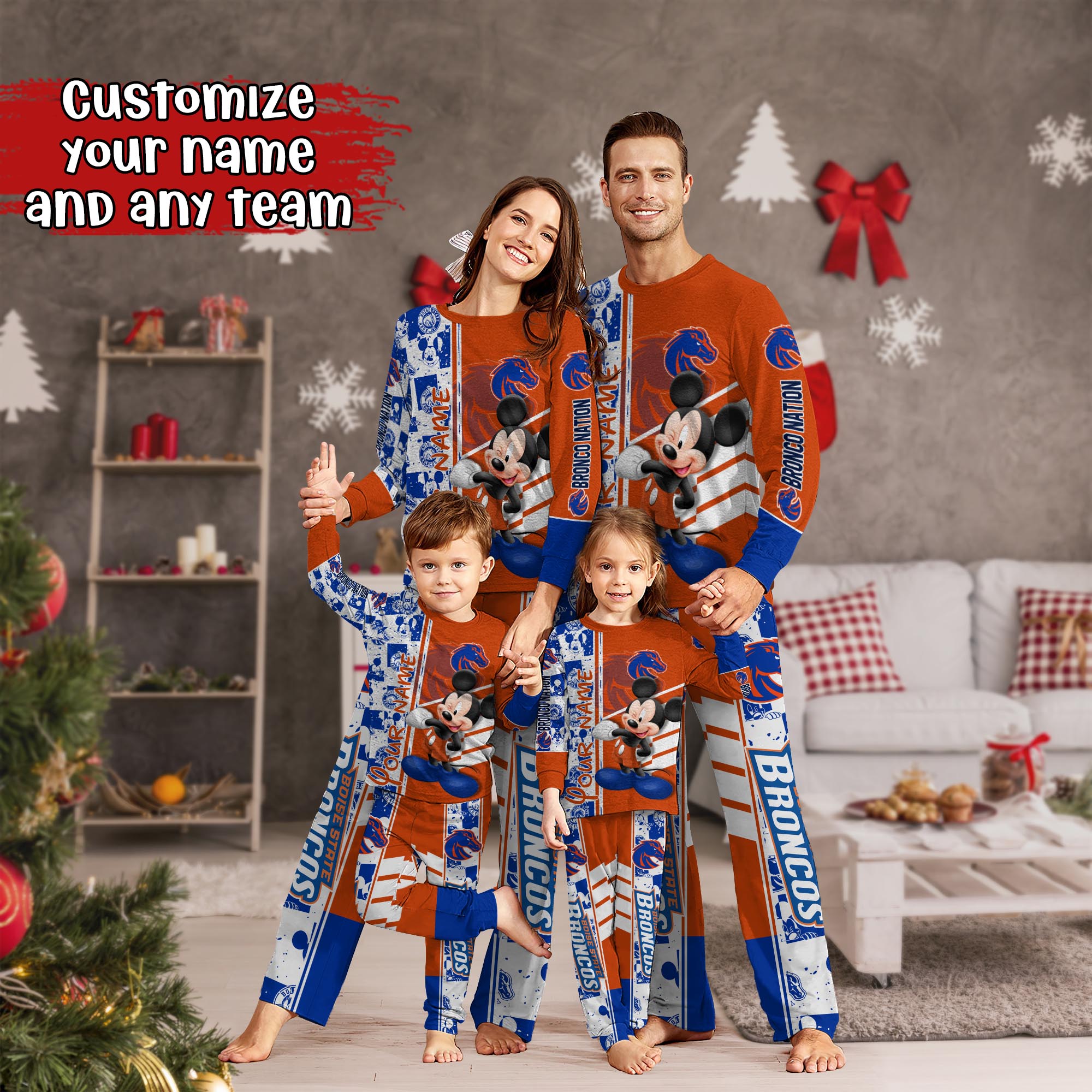 Boise State Broncos MK Pajamas For Family, Custom Sports PJ For Children And Parents NA44875