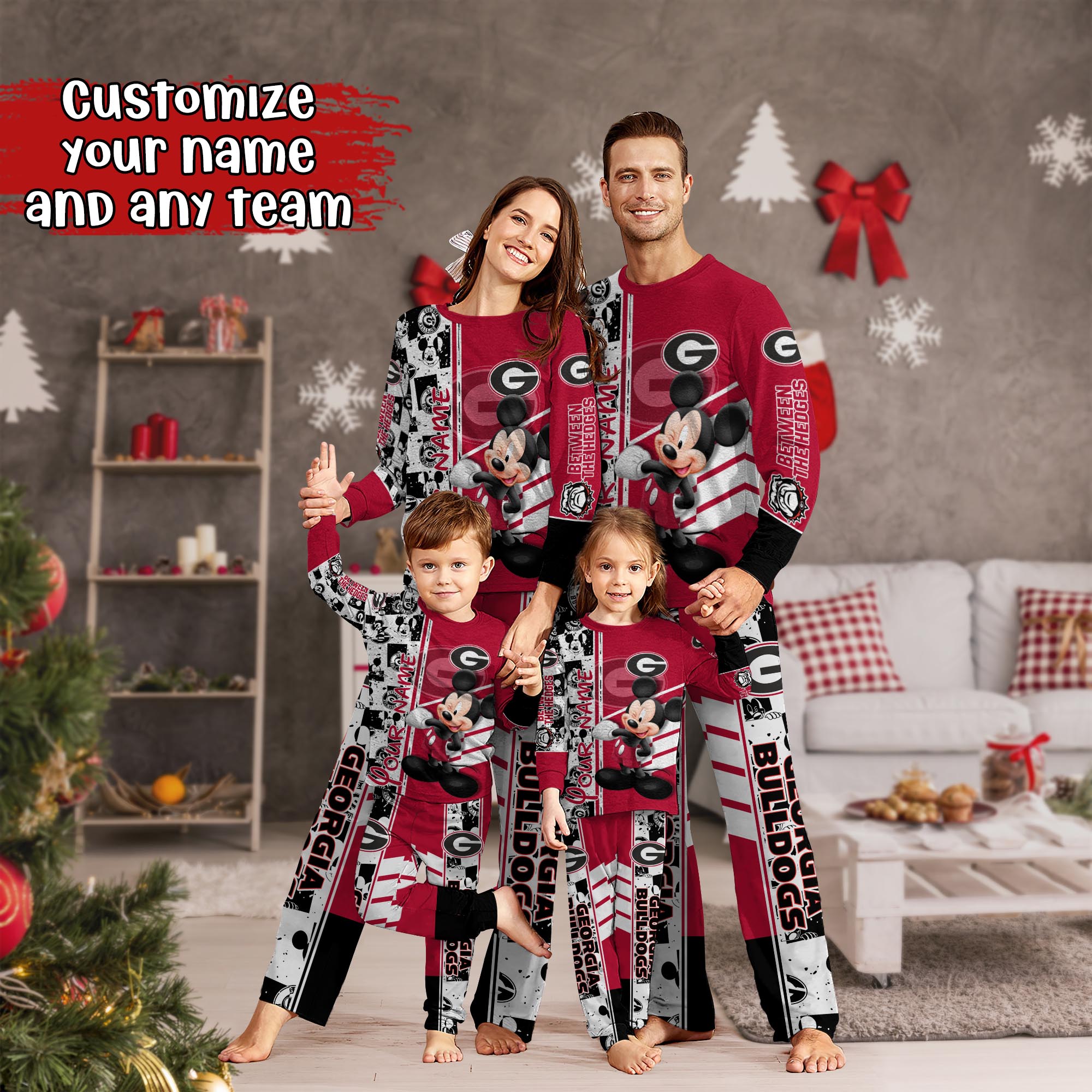 Georgia Bulldogs MK Pajamas For Family, Custom Sports PJ For Children And Parents NA44875