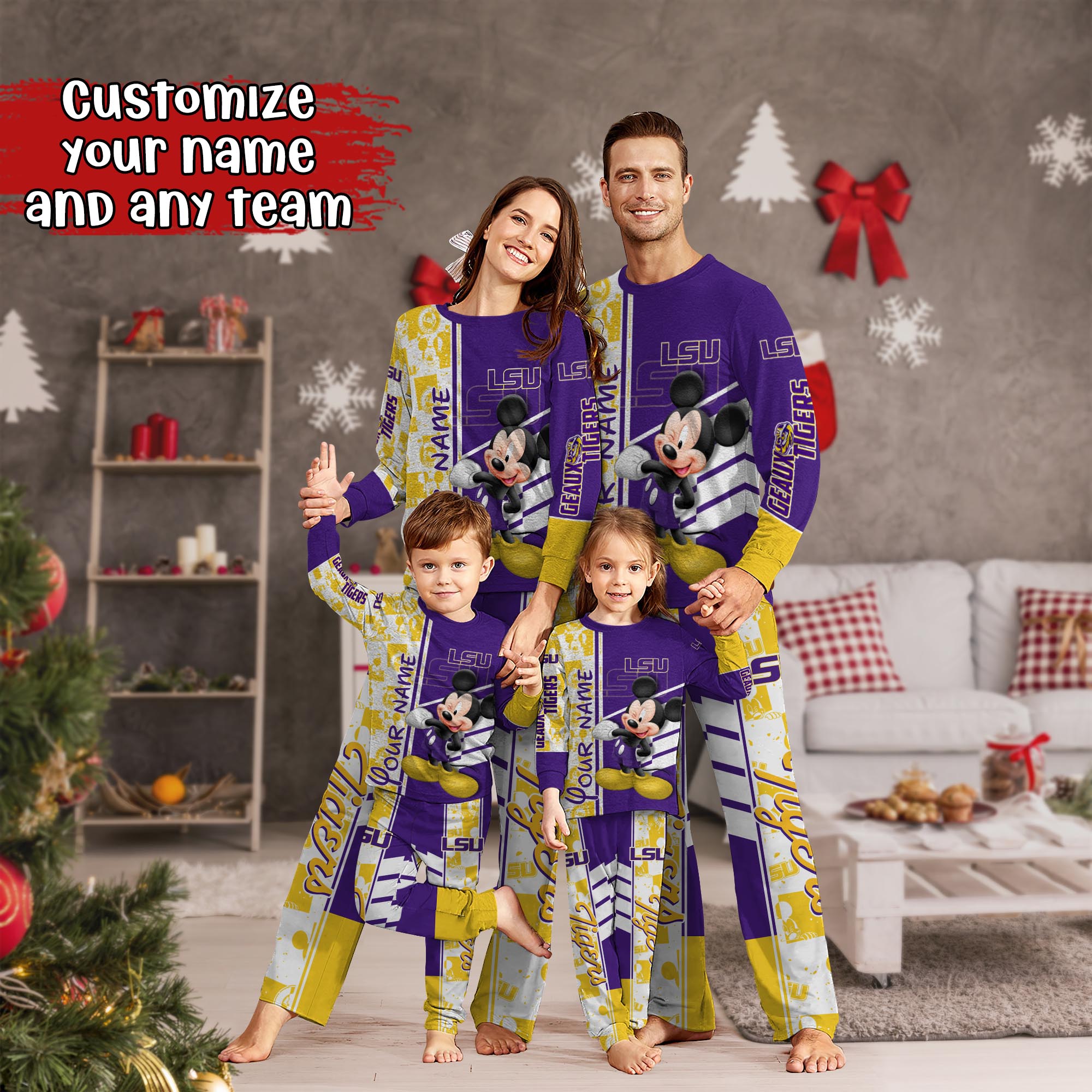 LSU TIGERS MK Pajamas For Family, Custom Sports PJ For Children And Parents NA44875