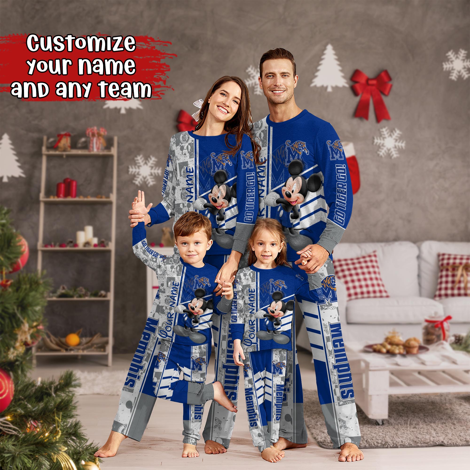 Memphis Tigers MK Pajamas For Family, Custom Sports PJ For Children And Parents NA44875