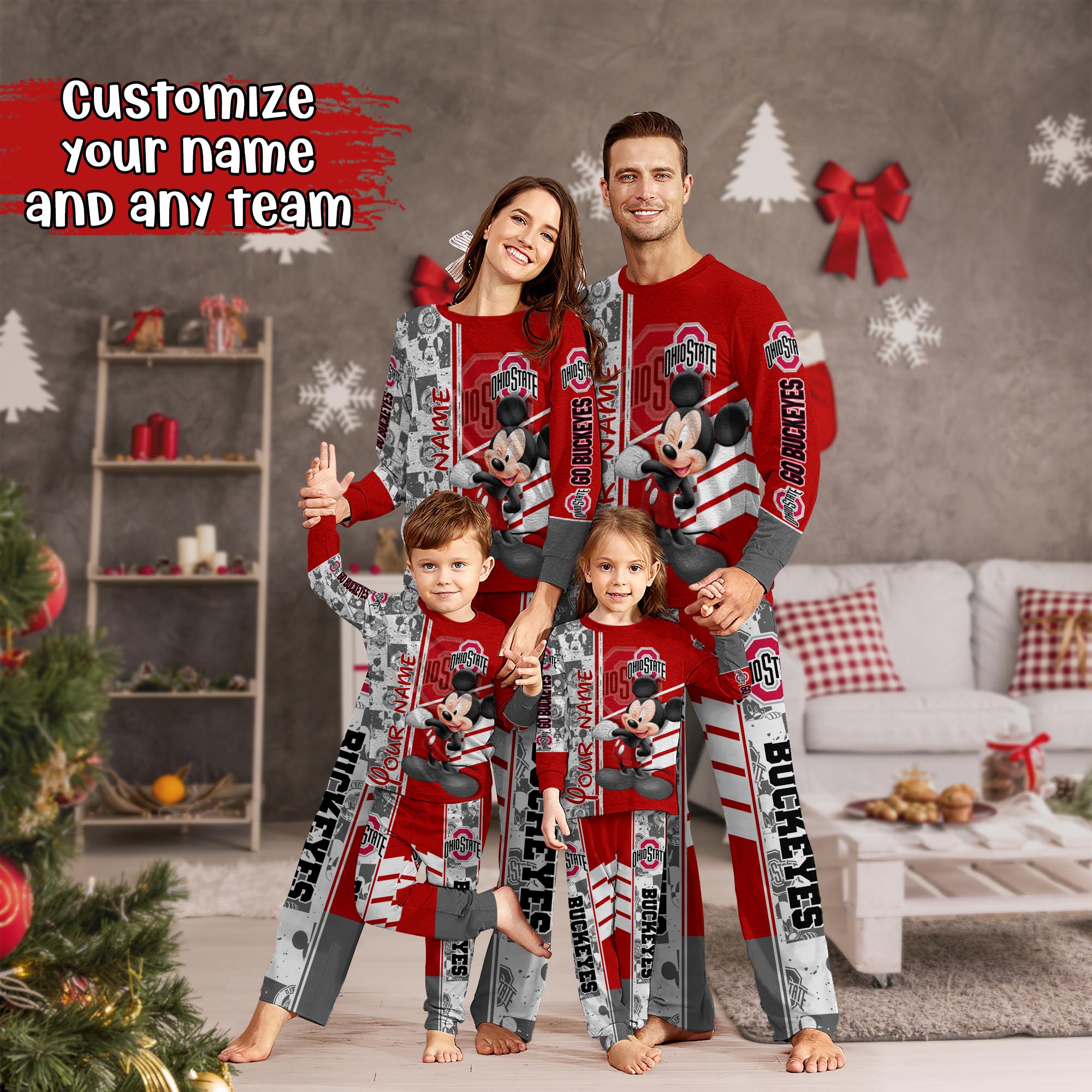 Ohio State Buckeyes MK Pajamas For Family, Custom Sports PJ For Children And Parents NA44875